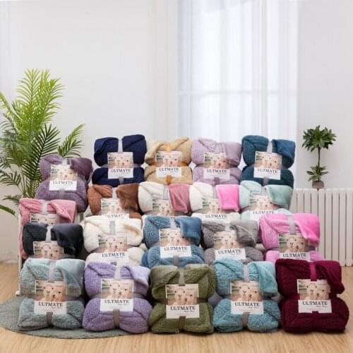 Home Textiles 1pcs Flannel Lamb Swool Blanket Solid Color Soft Warm Coral Fleece Bed Sheet Winter Throw Mechanical Wash