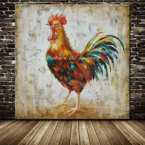 Mintura Hand Painted Cock Animals Oil Paintings On Canvas Abstract Poster Modern Pop Art Wall Picture For Living Room Home Decor