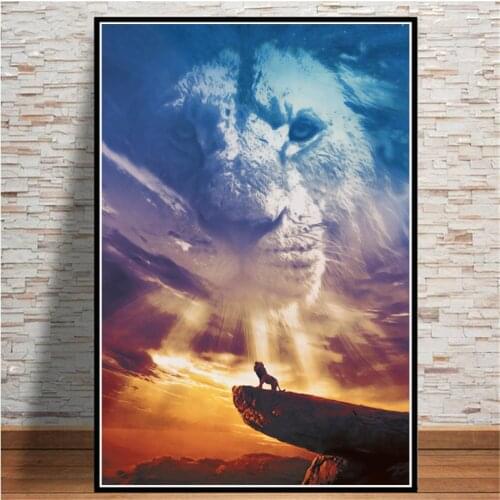 Modern Lion King On Sky Canvas Wall Art Prints Painting On Home Decor Animal Movie Poster Pictures Decoration For Living Room