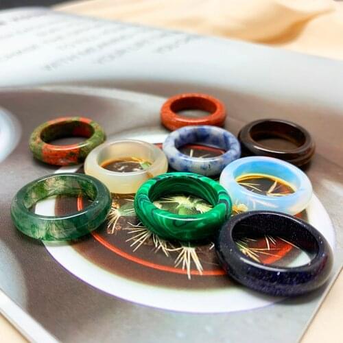 Fashion Lady 18mm Women Multicolor Real Natural Stone Ring Men Rings Elegant Nature Stone Ring Jewelry High-Quality Wholesale