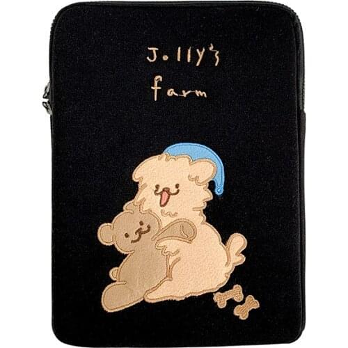 Korean Ins Cute Puppy Laptop Storage Bag For Girl Pro13 / 15 Soft Ipad Inner Bile Bag 11 13 15 Inch Kawaii Mac Ipad Case Handbag