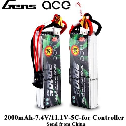 Gens ace Lipo Battery 2000mAh 2S 3S 5C with Futaba EHR Plug for Flysky Controller Flight Controller RC Transmitter Receiver
