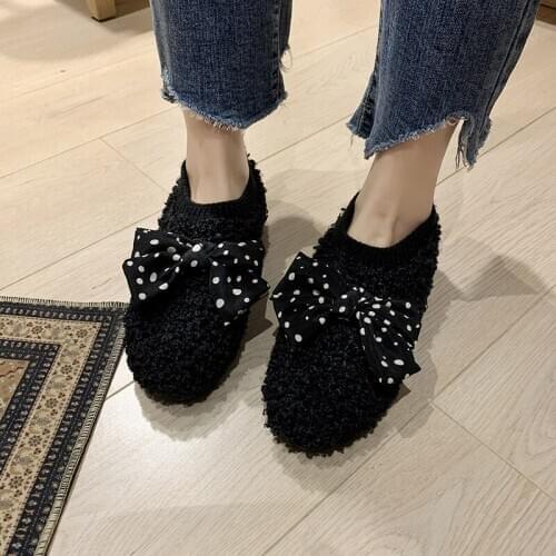 Fur Fashion Womens Flats Shoes Autumn And Winter Lambs Hair Peas Shoes Casual Flat Shoes Female Warm Loafers U12-96