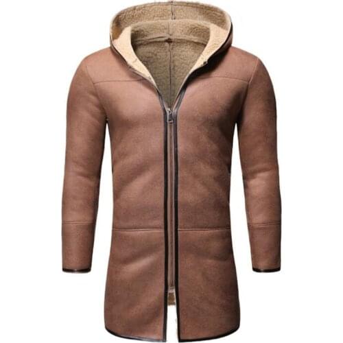 Autumn winter new mens leather jacket and coats European American style long plus velvet casual fashion motorcycle clothes