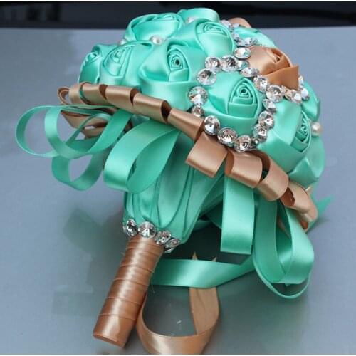 2021 New Ball Custom Colors Wedding Flowers Bridal Bouquets Artificial Pearls Crystal Wedding Bouquet De Mariage Rose