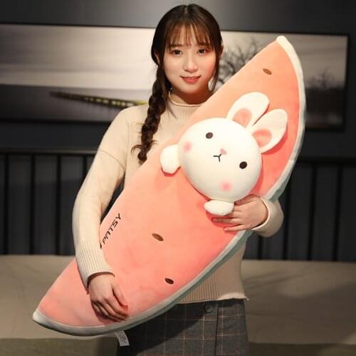 New Arrival Cute Fruit Animal Plush Pillow Stuffed Toy Watermelon Rabbit Penguin Pig Shiba Inu Food Cushion Doll Plushie Toys