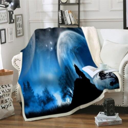 Wolf Blanket for Men 3d Cartoon Blanket Double Thick Warm Super Soft Flannel Lion Blankets for Sofa Bedding Carpet Dropship