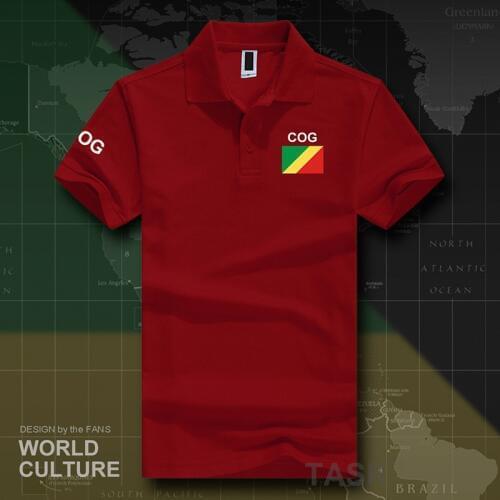 Congo Republic polo shirts men short sleeve white brands printed for country 2017 cotton nation team flag new COG Congolese