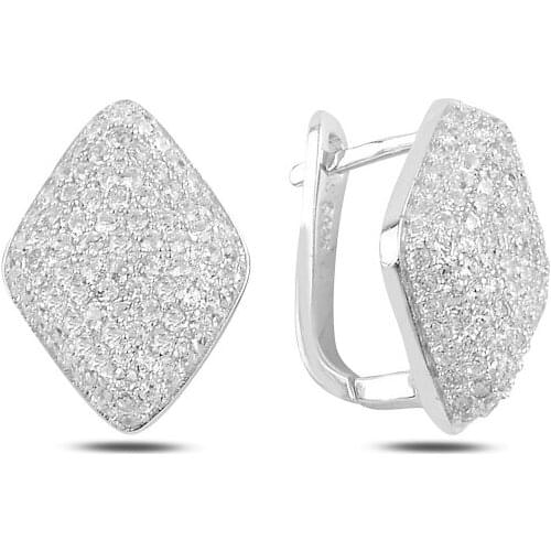Silver 925 Sterling Tetragonal Zircon Cubic Zirconia J Earrings
