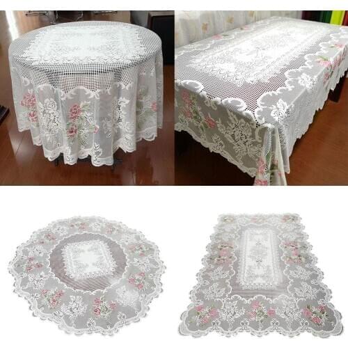 Stylish Round Rectangle Lace Flower Tablecloth Home Table Cover Tablecloth Rectangular Hotel Runner Decor Table Cover Home Decor