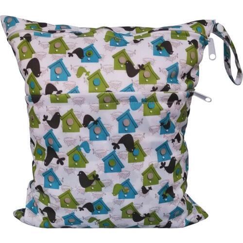 Waterproof travel organizer Baby diapers double zipper bags,printed Diaper Zipper Wet bag mami bag