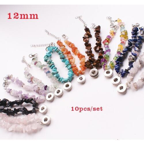 WA226 Stone 12mm snap button bracelet Adjustable handmade bracelet for girls WOMEN