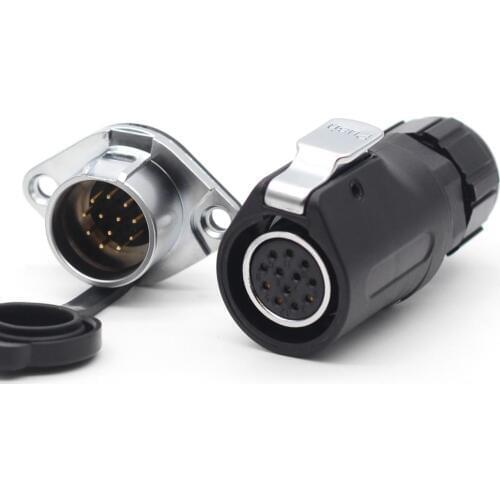 XHP20,Waterproof Connector 12 Pin LED Light Power Aviation Connector Male Socket Female Plug Cable For 3-12mm