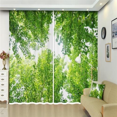 European Style fresh Green forest curtainsfor Bedroom living room Office 3d Blackout Window Curtains Curtain home decoration