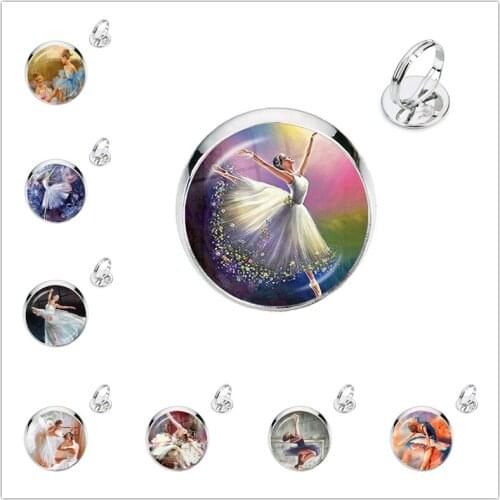 Elegant Ballet Dancing Rings Dance Gymnastics Dancer Ballerina Silver Color Adjustable Rings Gift For Women Kids