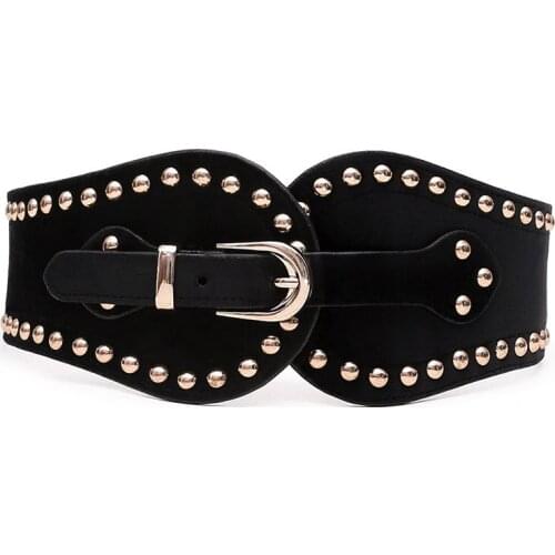 Free shipping new fashion punk elastic waist belt width women crocodile pattern leather wide strap buckle s SW262