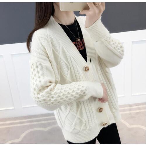 Autumn Winter Women Casual Knitwear Cardigan Female Casual Sweaters Wild Long Sleeve Solid Jumper Knitted Cardigans Coat HK134