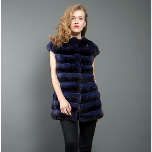 Vest Winter Women Genuine Rex Rabbit Fur Gilet Warm Fashion Overcoat