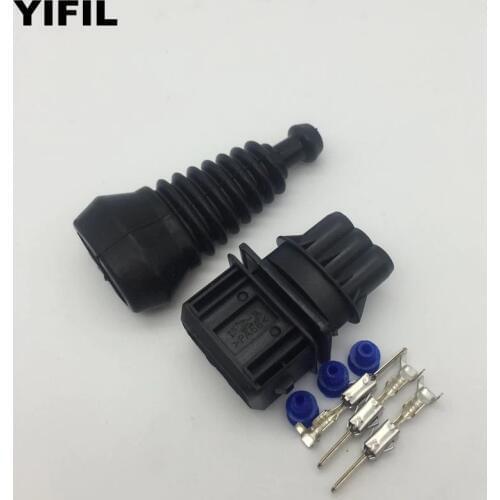 10sets/lot Tyco/Amp 3 Pin/Way Junior Power Timer (JPT) MAP Sensor Plug Housing Automotive Connector With Rubber Boot 1-962581-1