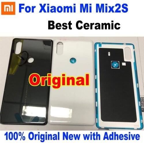100% Original Ceramic Lid For Xiaomi Mi Mix2S Mix 2S Battery Back Cover Door Housing Rear Case With Adhesive tape