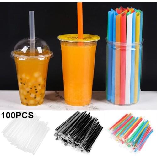 100pcs Disposable Straws Large Drinking Straws Wide MilkTea Milkshake Juice Plastic Straws Bar Drink Kitchen Accessories