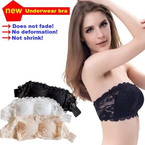 Fashion Sexy Summer Women Strapless Bra Lace Tube Top Bandeau Crop Tank Seamless Padded Underwear New Arrival