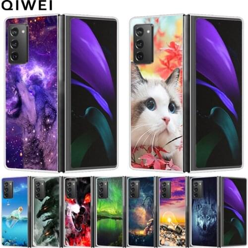 For Samsung Galaxy Z Fold2 5G Case Wolf Cat Hard Phone Cases Cover For Galaxy Z Fold 2 5G Back Shells Fundas ZFold2 2021 Coque