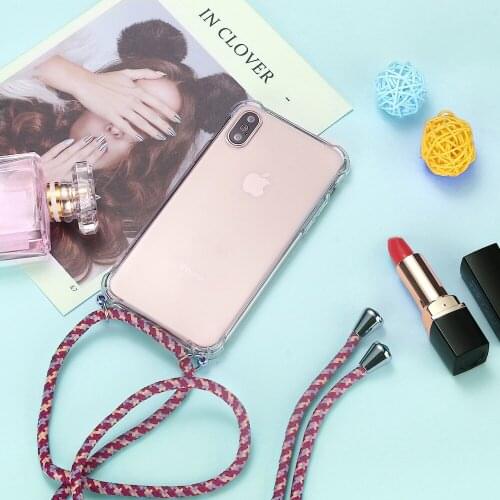 Strap Cord Chain Phone Case for iPhone XS X 11 Tape Necklace Lanyard Mobile Carry Cover Case to Hang For iPhone Xs X S Cover