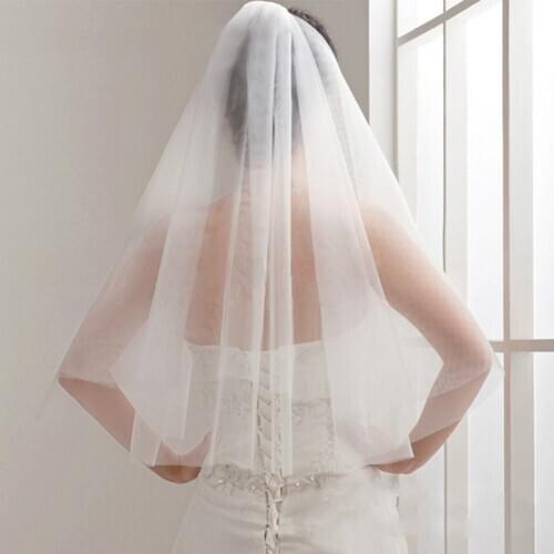 Hot Sale White/Ivory 2Tier Bridal Veil Wedding Soft Veil Elbow Simple veil WITH COMB
