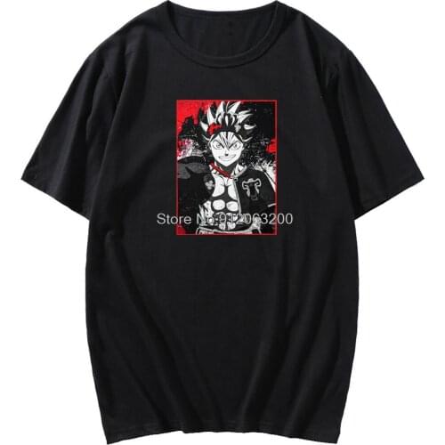 Printed Cartoon Anime T-shirt Asta Box Black Clover short-sleeved Boy T-shirt Loose Wild T-shirt mens short-sleeved Summer