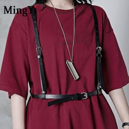Harajuku Punk PU Leather Waist Belt Adjustable Bdsm Body Shoulder Harness Bondage Strap Belt With Buckle Club Party Street Wear