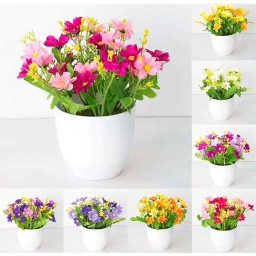 Simulation Flower Bonsai Aster Office Desktop Decor Plastic Colorful Fresh Imitation Potted Flower Plant for Parties Ornament