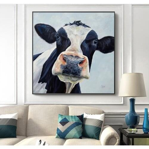 Modern Cute Cow Wall Art Picture Printed Canvas Oil Painting On Prints Dropshipping Cheap Posters Prints For Living Room