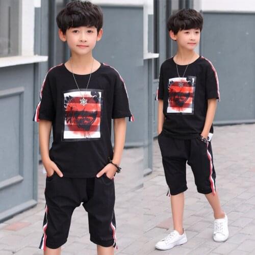 Boys Clothing Sets Summer 2021 Cotton Teenage Kids Boys Suit For 4 6 8 10 12 Years Children Short Sleeve Shirt Shorts Set