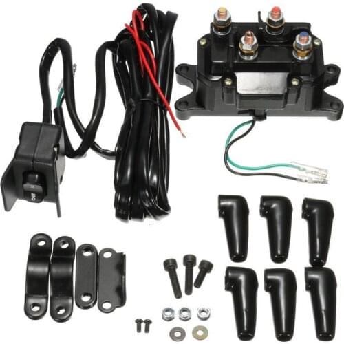 Solenoid Relay Contactor +Winch Rocker Thumb Switch For ATV UTV Polaris 800 1000