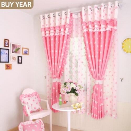Korean Pastoral Sweet and Warm Love Curtains for Living Dining Room Bedroom