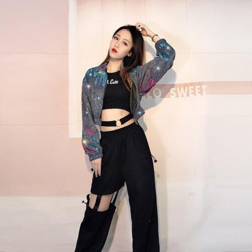 Jazz Dance Costumes Women Hip Hop Dj Rave Outfit Street Dance Practice Wear Nightclub Gogo Dancers Performance Clothing DC3995