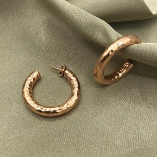 Rose Plated Forged Ring Earrings