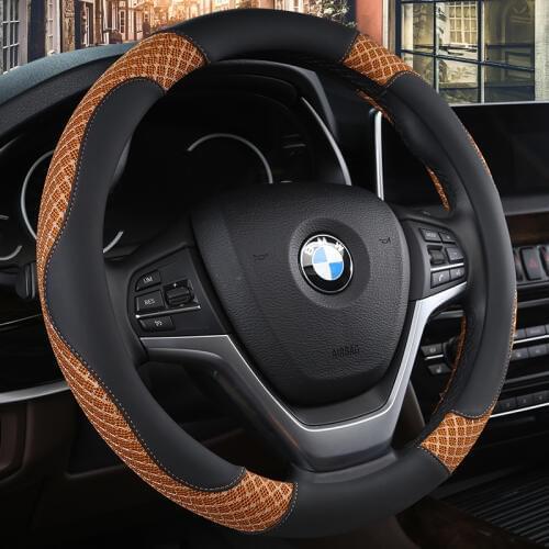 Leather Universal Car Steering-wheel Cover 38CM Car-styling Sport Auto Steering Wheel Covers Anti-Slip Automotive Accessories