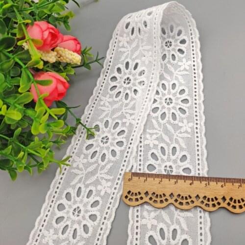10Meters Hollow Out Floral Embroidered White Lace Ribbon DIY Apparel Sewing Fabric 5CM Wide Handmade Crafts Cotton Lace Tape