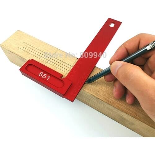 Aluminum Alloy 90 Degree Squares L Shape Right Angle Line Ruler Scriber Gauge Carpenter Woodworking Tools 1Pcs Red