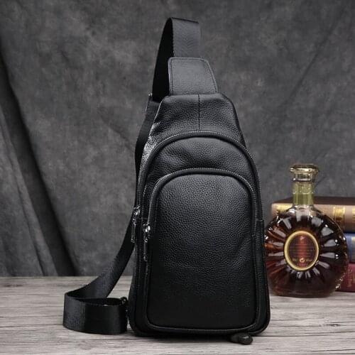 High Quality Chest Bag New Men Cowhide Leather Crossbody Bag Waterproof Shoulder Bags Chest Pack Genuine Leather Messenger Bag