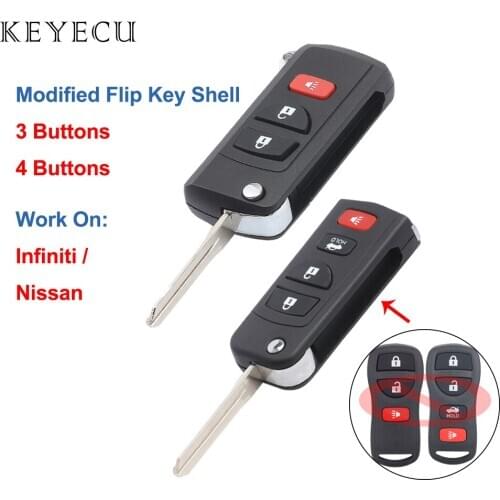 Keyecu 3 4 Buttons Upgraded Car Remote Key Shell Case Cover for Infiniti FX35 QX56 for Nissan Armada Frontier Murano Pathfinder