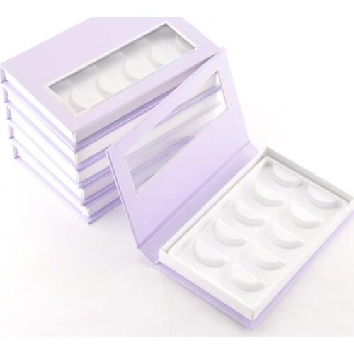 Wholesale Eyelashes Box Package 5pairs of 3d Mink Lashes Packaging Boxes Custom Faux Cils Fake Strip Makeup Purple Case Vendors