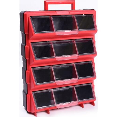 Plastic Parts Storage Hardware Grid Craft Cabinet Tool Case Drawer 12 Bins Storage Tool Case Electronic Component Case