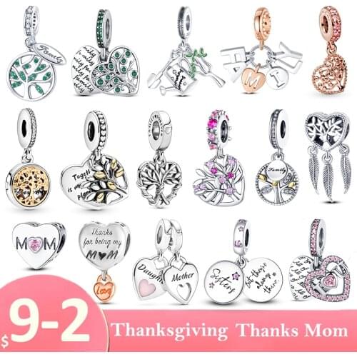 Family Gift 925 Sterling Silver Family Roots Open Close Dangle Charm Pendant fit for Original Pandora Bracelet Silver jewelry