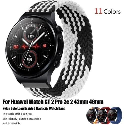 20mm 22mm nylon strap For Huawei Watch GT 2 2e/2 Pro Watchband Braided Solo Loop wristbelts for huawei watch GT 2 46mm 42mm