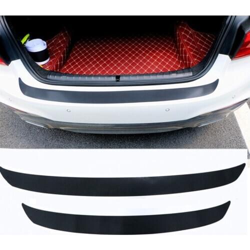 Universal Trunk Rear Guard Plate Sticker Car Rear Bumper Trim Anti-Kicked Scratch Protection Sticker Strip 4D Carbon Fiber Film