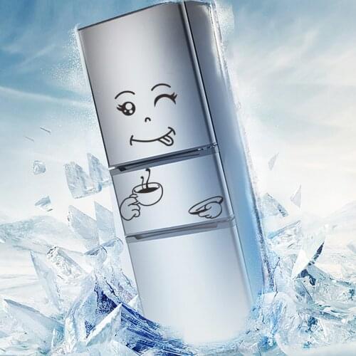 Funny Cartoon Fridge Sticker Door Cover Wallpaper Sunglasses Smiley Cupboard for Home Decor Wall Sticker Fridge Magnet Stickers