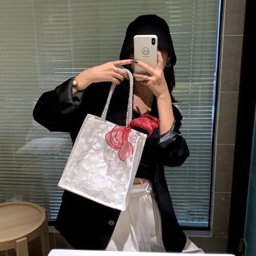 Women Bag Summer Korean Ladylike Tote Bag Ribbons Floral Lace Shoulder Bags Handbag Sweet Bag For Teenage Girls Princess bag